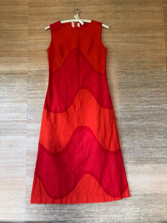 Vintage Marimekko Maxi Dress / Red Maija Isola “L… - image 2