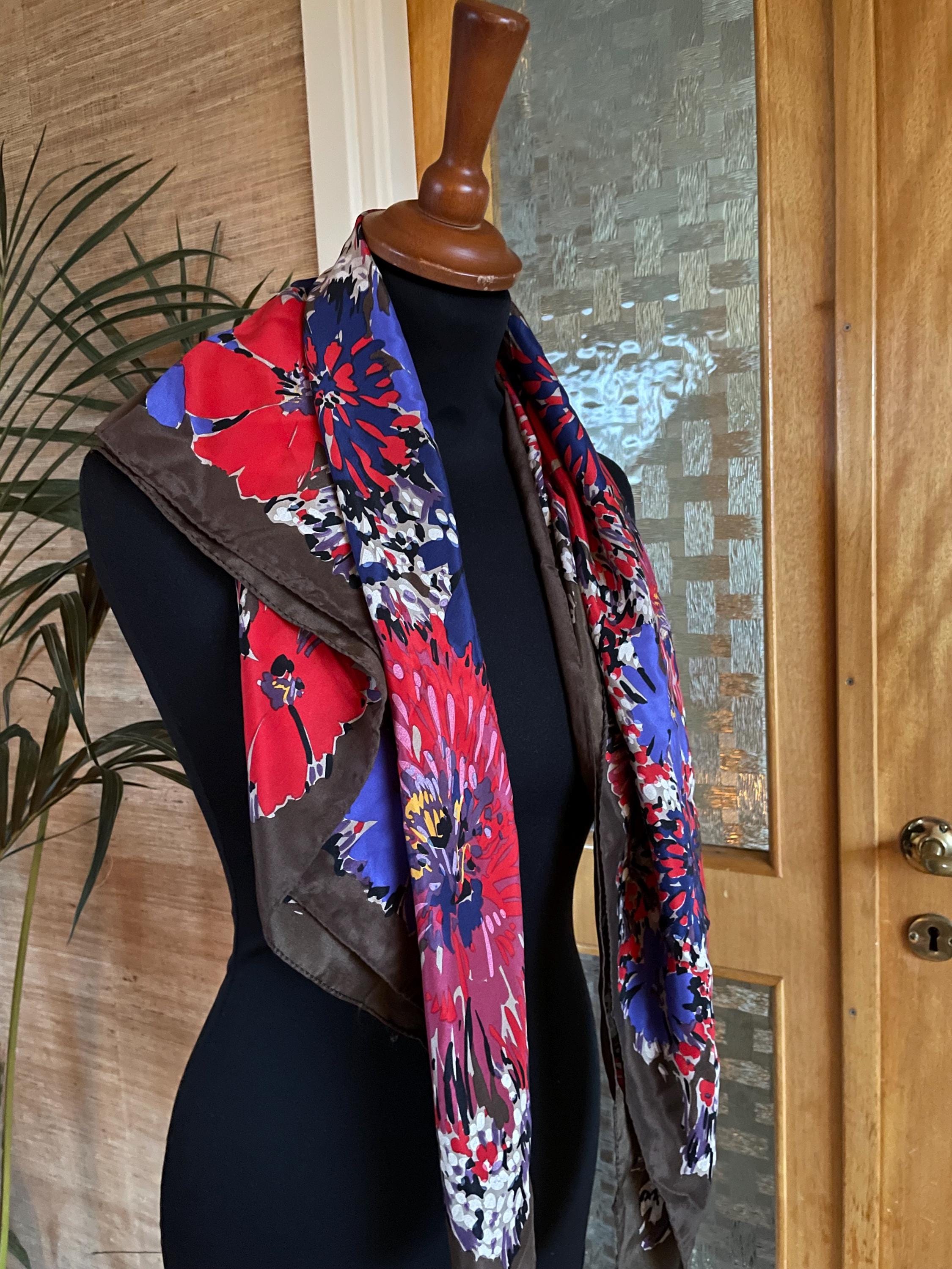 Foulard Authentique Manlio Bonetti Vintage - Imprimé Animal Oiseau, Polyester, Multicolore