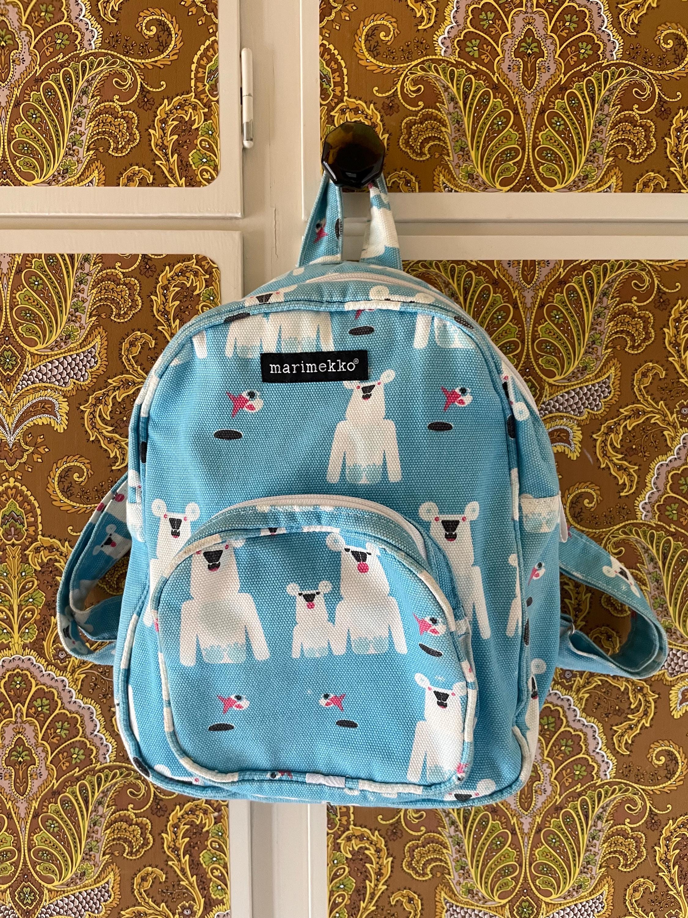 Vintage Marimekko Child Backpack Bag With Polar Bears/ 1990 