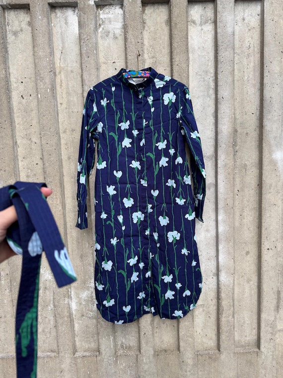 Marimekko Cotton Shirt dress: 2000s Finnish Grandpa Style, Size 36 (Small)