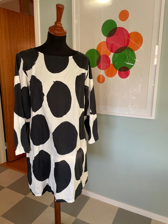 Vintage Marimekko Dress / Black and White / size … - image 1