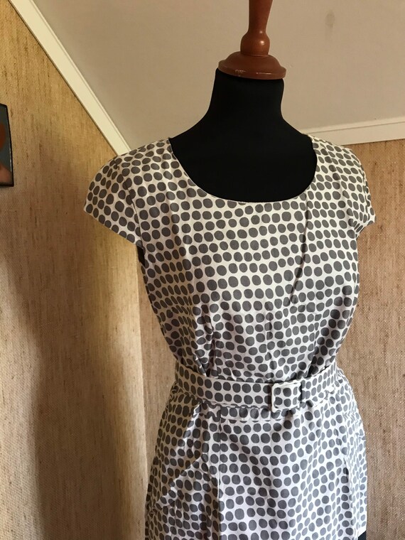 Vintage Marimekko Preppy Dress / Grey Polka dot B… - image 8