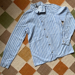 Vintage Marimekko Shirt Jokapoika child/ Size 150cl /  Finland / Striped Blue white