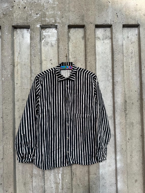 Vintage Marimekko Jokapoika Shirt, 1960s Black & White Stripes 