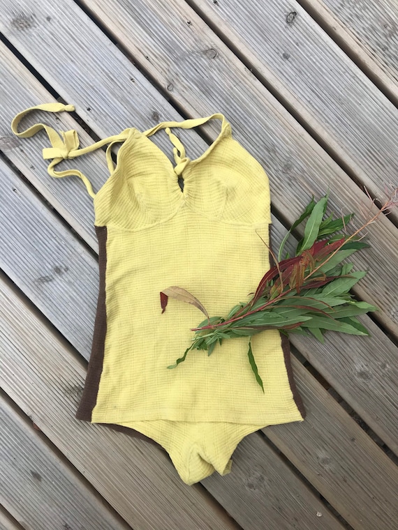 Vintage Wool Swimsuit Sun dress / fits Small - Med