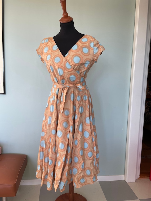 Vintage Marimekko Dress Wrap Around 50s style Dre… - image 1