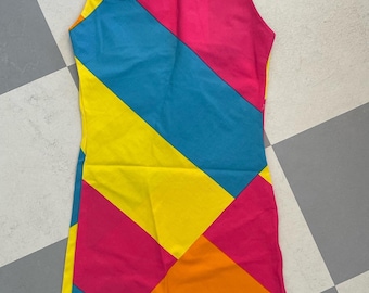 Vintage dress from Sweden / size XXS / Scandinavian design / Bright colors