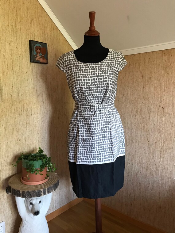 Vintage Marimekko Preppy Dress / Grey Polka dot B… - image 5