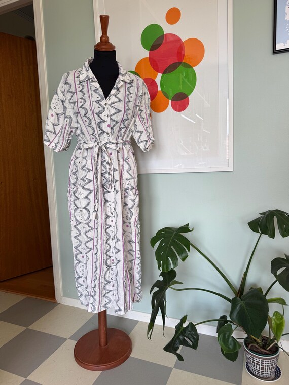 knee length dresses for ladies Marimekko Spesifi Unikko Cotton Linen Dress – Kiitos Living by Design main image 0