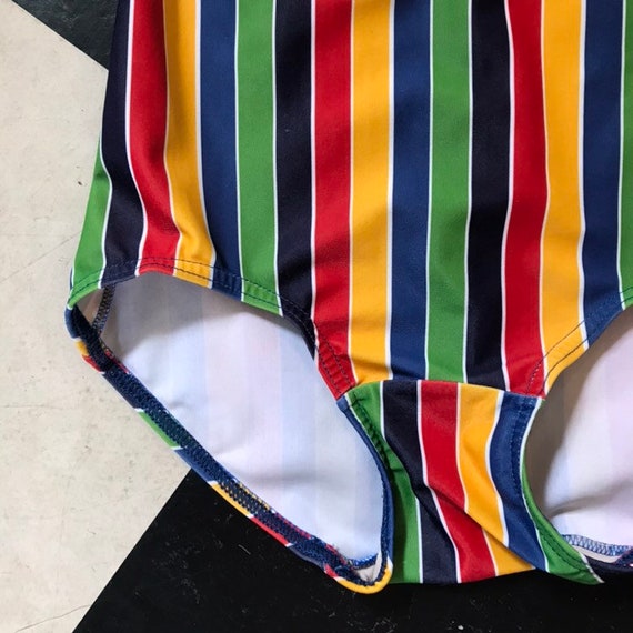 Fun Retro Swimsuit Striped Rainbow / EUR 36 - X S… - image 3