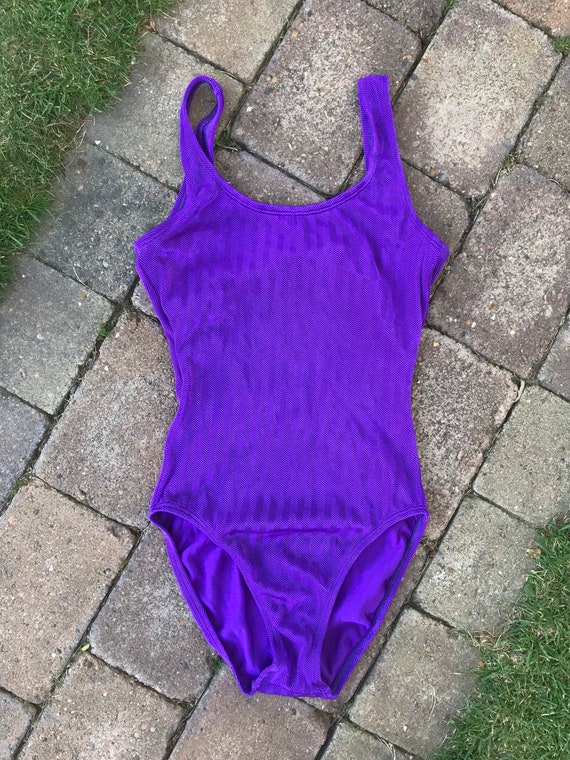 Deep Purple Swimsuit / Medium / 1980s Scandinavian
