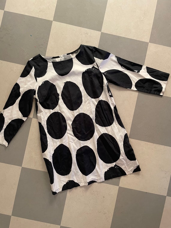 Vintage Marimekko Dress / Black and White / size … - image 2