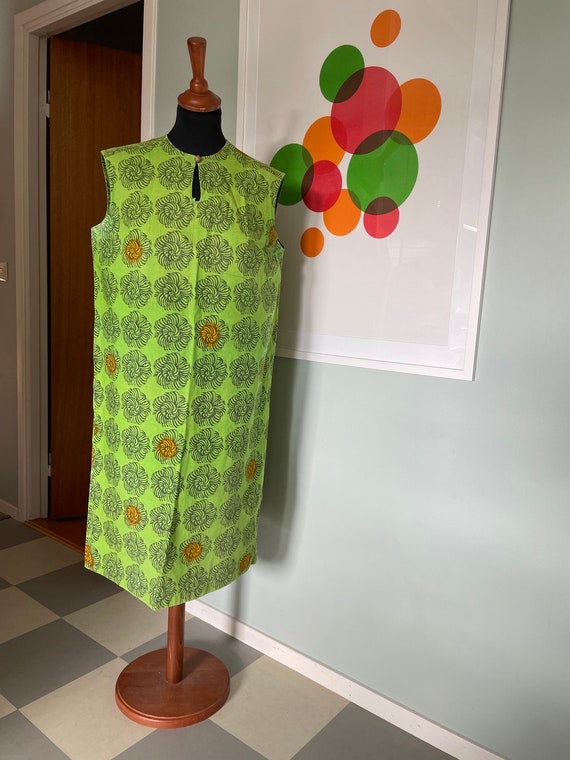 Vintage Marimekko Dress marked 42, fits Medium Large Finland 1960s  original green