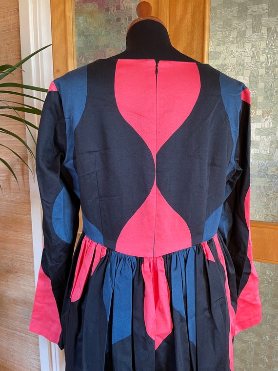 Vintage Marimekko Dress / Pink Blue Black / size … - image 5