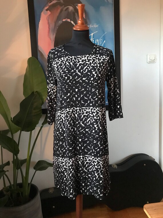 Vintage Marimekko Dress / Black and White / size … - image 1