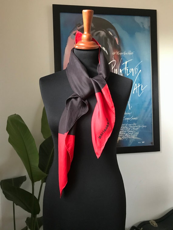Vintage Marimekko Silk Scarf / 1970 Finland / Blac