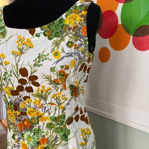 1950s Custom made vintage dress  / X small Small / Sweden Scandinavian / Yellow Floral cotton fabric