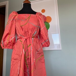 Vintage Marimekko Maxi Dress 1970's / Size Small fits also Medium / Finland Coral PInk Dress with belt image 7