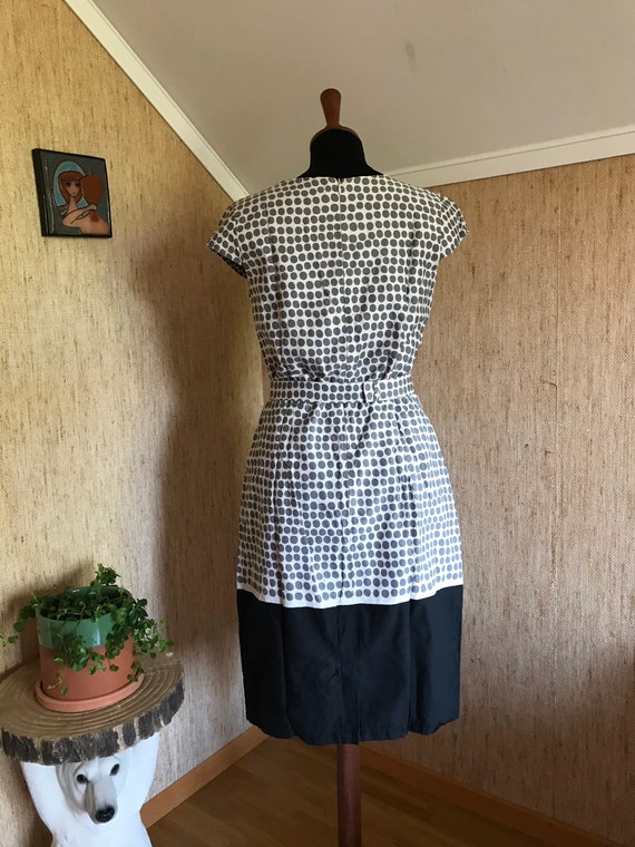 Vintage Marimekko Preppy Dress / Grey Polka dot B… - image 3