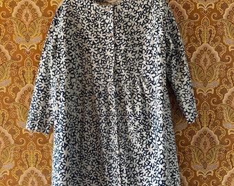 Vintage Marimekko Kukka klänning | Annika Rimala 1965 | 1960-talsblå bomull | Storlek 42 | Tillverkad i Finland