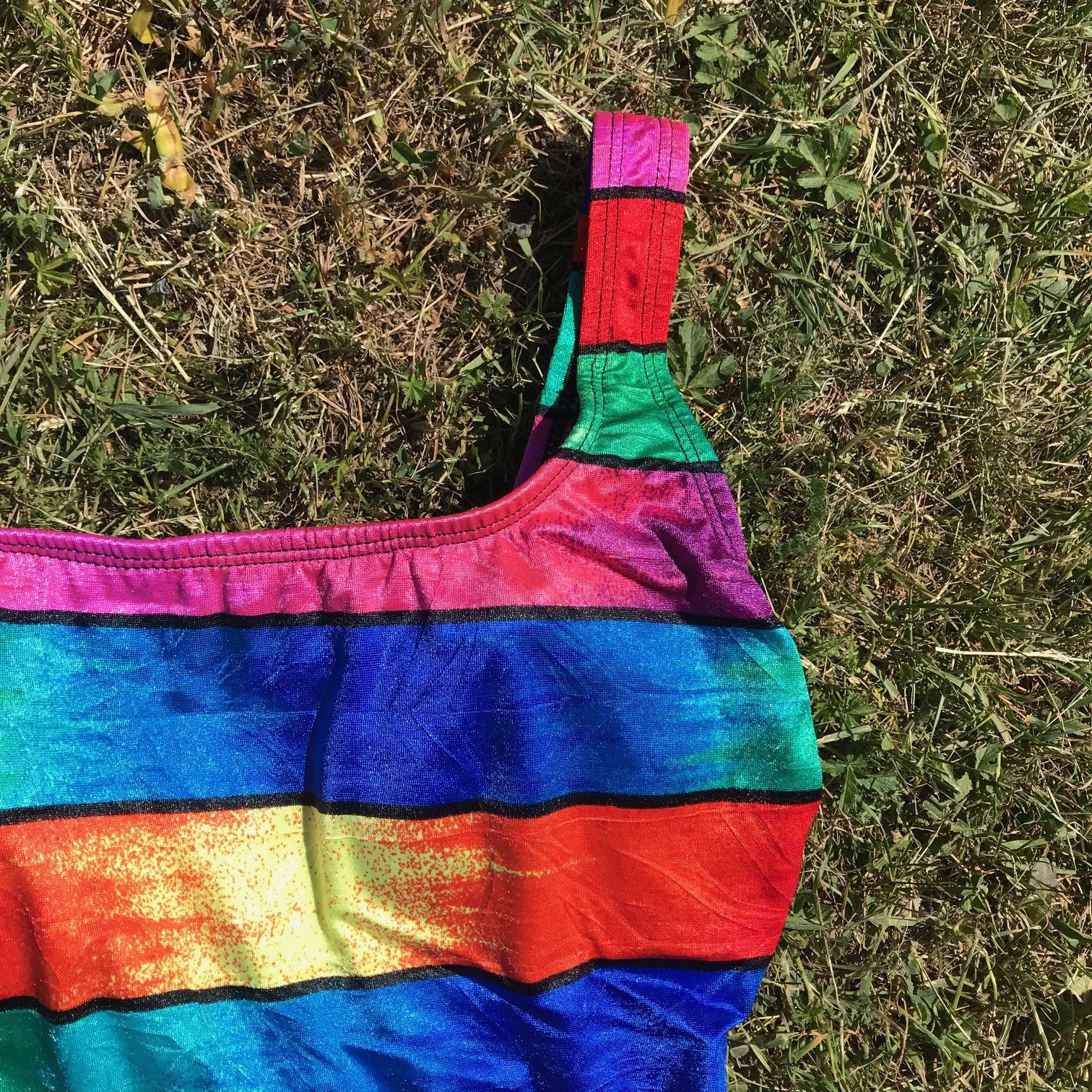 Fun Retro Swimsuit Striped Neon / Robby Len / Size 8 Small/ - Etsy