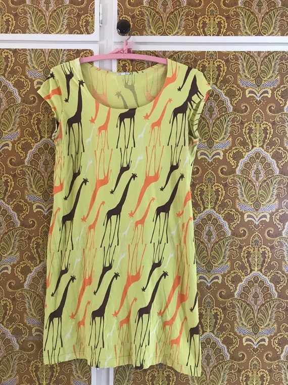 Marimekko vintage dress / yellow Giraffe stretch … - image 8