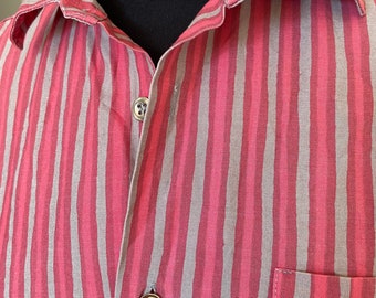 Vintage Marimekko Shirt Jokapoika / Size Small - Medium / 1970s  Finland / Striped Pink