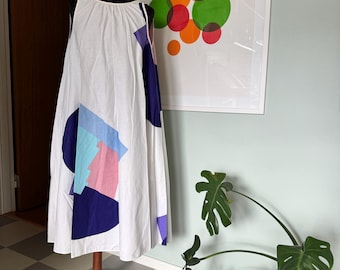 Vintage Marimekko-jurk Kaftanjurk / X klein maar vrij groot / witpaars / 1970 Finland