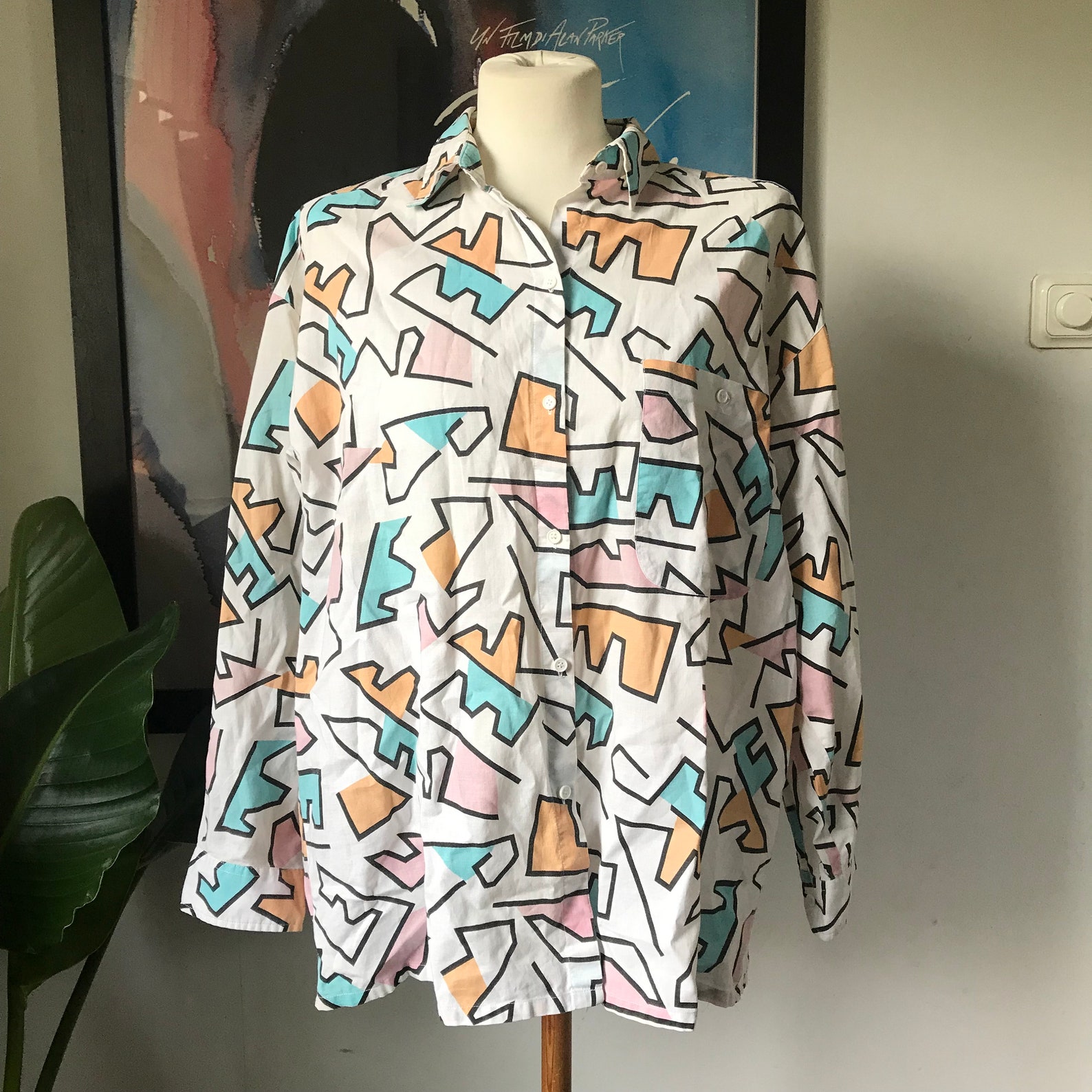 Vintage Cotton Shirt / Size 46-48 fits Ladies Medium Large | Etsy