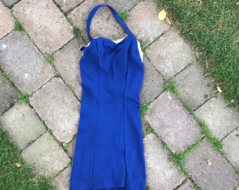 Vintage Bathing Suit Deadstock / size 40 Swimsuit / 1950's Deep Blue One Piece Sweden