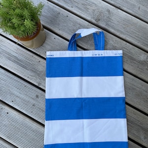 Marimekko Cotton Tote Bag / 1990 Finland / Blue White / never used
