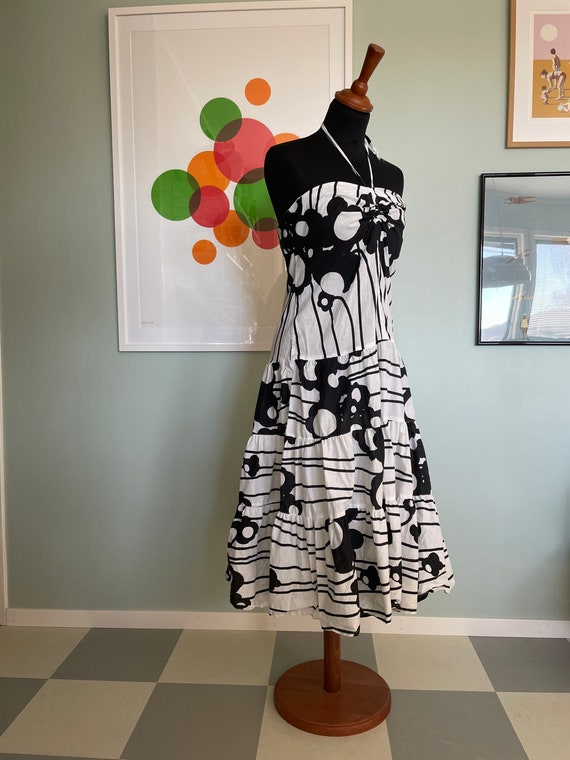 Vintage Marimekko Dress / Black and White / size … - image 1