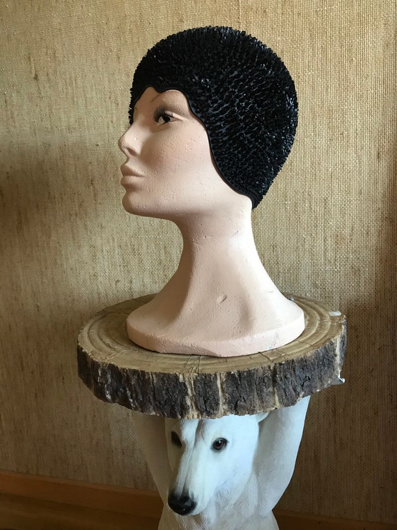 Vintage Black swim cap hat