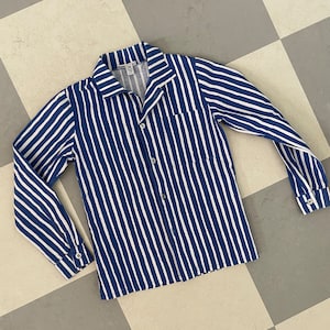 Vintage Marimekko Shirt Jokapoika child/ Size 130cl /  Finland / Striped Navy Blue white