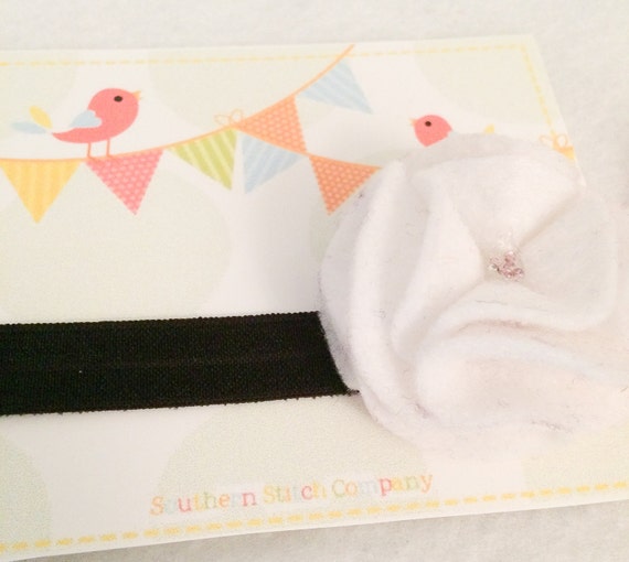 Ready To Ship - Large White/Black Flower Headband (Style 2)