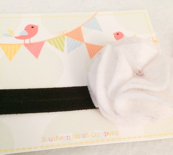 Ready To Ship - Large White/Black Flower Headband (Style 2)