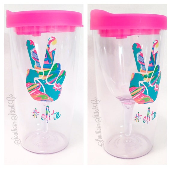 A "Deuces Elite" Acrylic Double Walled WINE Tumbler (Solid Vinyl)