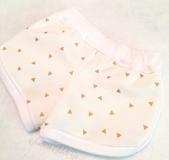 Baby Lounge Shorts in Metallic Gold Triangle  Fabric