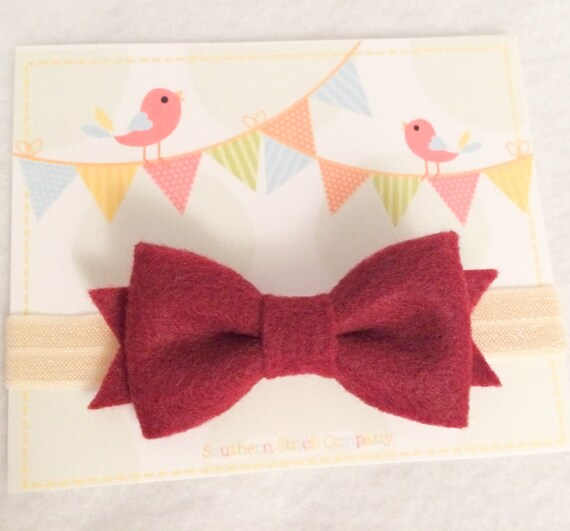 Ready To Ship - Maroon/Ivory Bow Headband