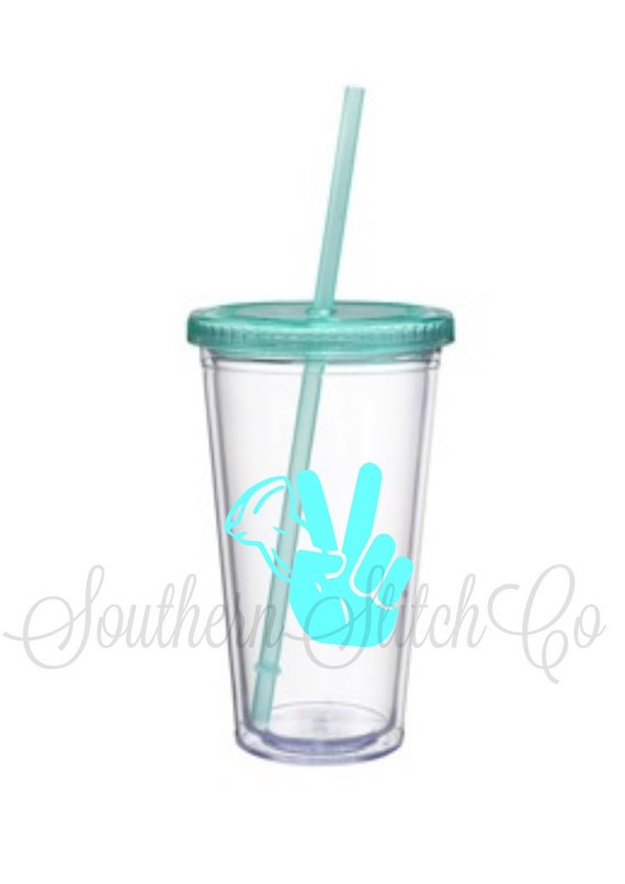 A "Deuces Sonographer" Acrylic Double Walled Cup with Straw (Solid Vinyl)