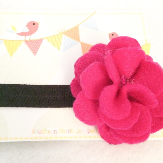 Ready To Ship - Large Pink/Black Flower Headband (Style 1)