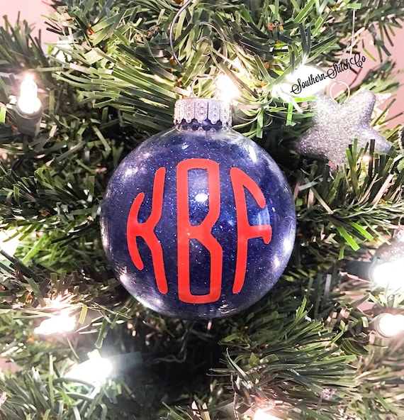 Create Your Own Medium Round Monogram Glitter Ornament 3.5"