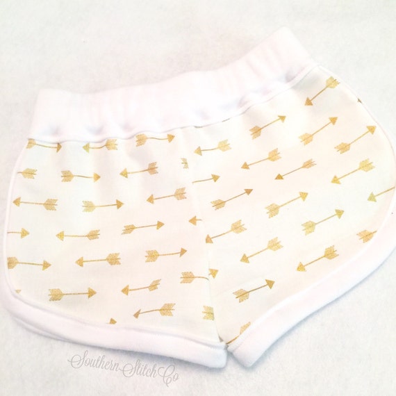 Baby Lounge Shorts in Metallic Gold Arrows  Fabric