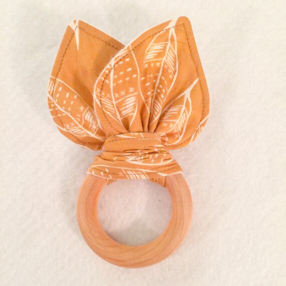 Maple Teething Ring/Fabric Ear Combo in Golden Leaves