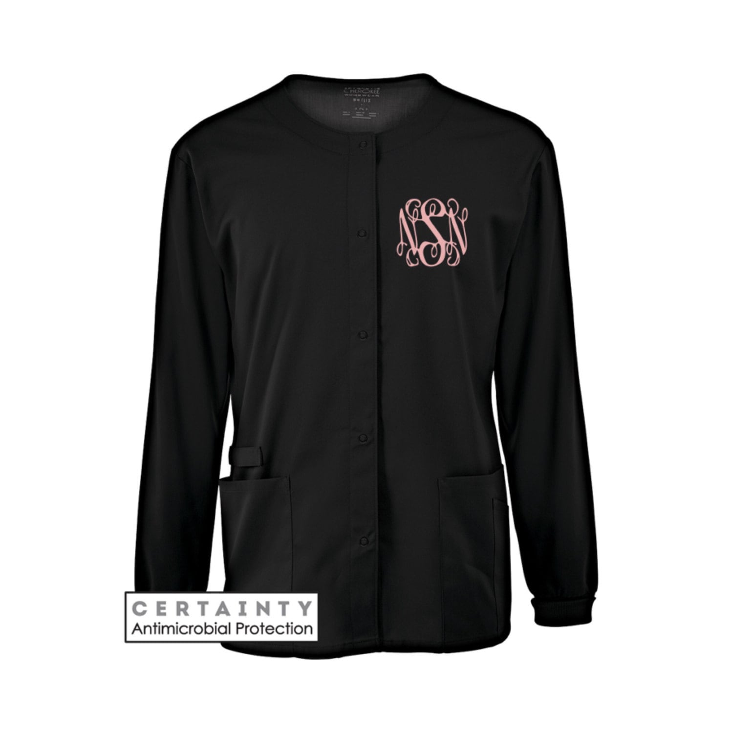 Monogram Scrub Jacket Cherokee Unisex Snap Up
