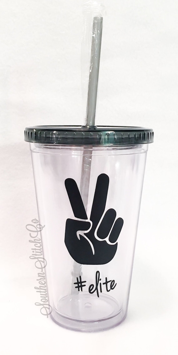 A "Deuces Elite" Acrylic Double Walled Cup with Straw (Solid Vinyl)