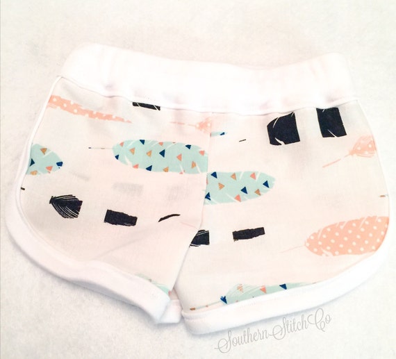 Baby Lounge Shorts in Metallic Feathers Fabric