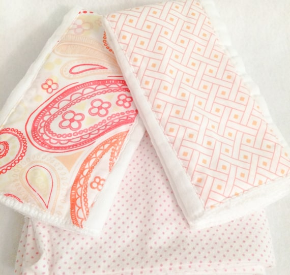 Pink Paisley Burp Cloth/Blanket Set