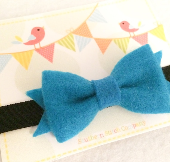 Ready To Ship - Teal/Black Bow Headband