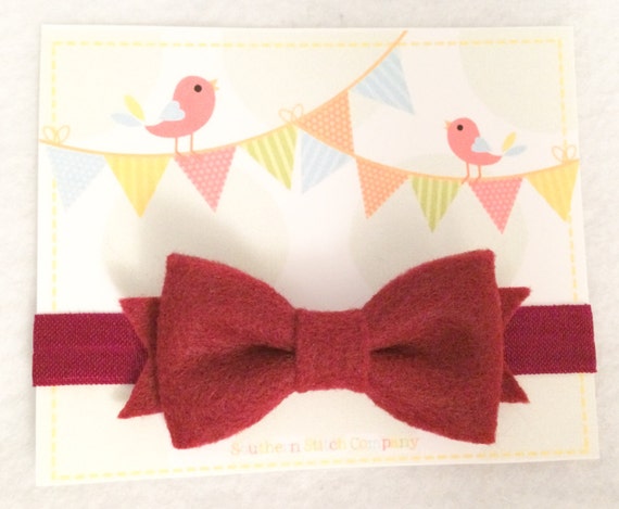 Ready To Ship - Maroon Bow Headband